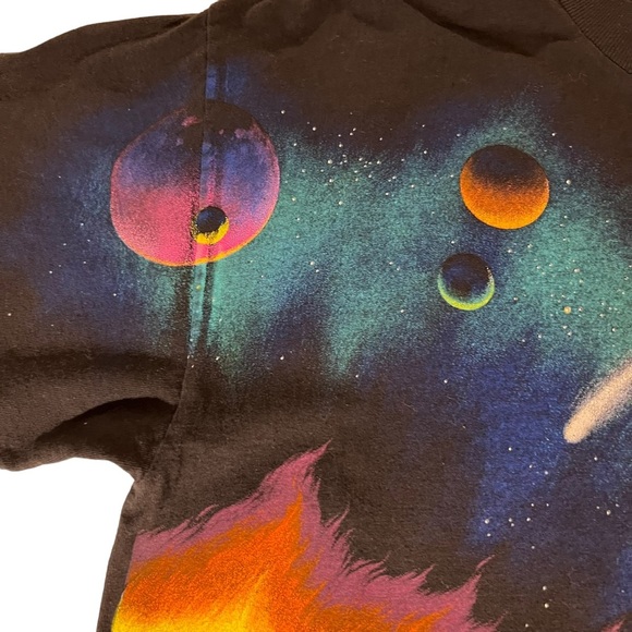 Vintage 90s Habitat Solar System Tee Mens XL Black Crewneck Graphic Short Sleeve - Picture 8 of 8